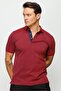 Men's Polo Neck Jacquard Short Sleeve T-shirt Claret Red - 6