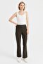 Women's Elastic Waist Flared Leg Tights Trousers Khaki