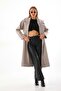 Women's Houndstooth Patterned Belted Long Stamp Coat - 2