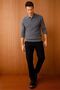 Men's Polo Neck Diamond Patterned Knitwear Sweater Smoked - 3