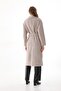 Women's Houndstooth Patterned Belted Long Stamp Coat - 3