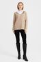 Women's V-Neck Lace Embroidered Wool Cardigan Dark Beige - 4