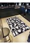 Leyla Collection Antique Look Black and White Shape Detailed Woven Base Decorative Carpet Leyla05