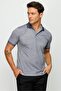 Men's Polo Neck Linen Printed T-shirt Black - 5