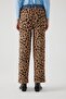 High Waist Leopard Patterned Regular Knitwear Trousers with Elastic Waist and Denim Trim - 4
