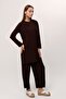 Women's Brown Trousers Hijab Tunic Pleated Sandy Double Set 5219 - 7