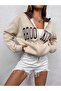 Unisex Stone Color Zippered Brown Brooklyn Printed 3 Thread Fleece Cardigan / Jacket - 3