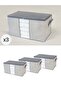 3 Pieces Large Size Windowed Anthracite Line Patterned Pillow Quilt Organizer Storage Set 75X40X40 cm