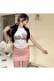 أرنب وقطة مطبوع أبيض اللون - 4