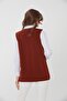 Women's V-Neck Embroidered Pocket Wool Vest Overcoat - 5