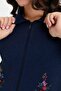Women's Polo Collar Embroidered Short Wool Cardigan Dark Blue - 6