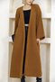 V-Neck Folded Wide Long Sleeve Self-Textured Thick Full Ankle Length Winter Comfortable Knitwear Cardigan
