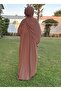 Robalı Ferace Brown Color Elastic Sleeve Hijab Ferace - 3