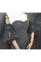 Beste Flower Detailed Tulle Bridal Evening Dress with Sleeves Black - 5