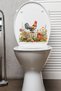 Cute Rooster and Colorful Roses Themed Toilet Seat Sticker Bathroom Sticker - 5