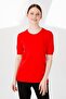 Women's Lycra Short Sleeve Crew Neck Plain Blouse Coral - 5
