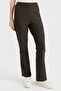Women's Elastic Waist Flared Leg Tights Trousers Khaki - 4