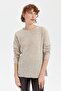 Women's Crew Neck Seamless Front Selanik Baklava Knit Wool Sweater V.Beige - 7