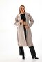 Women's Houndstooth Patterned Belted Long Stamp Coat