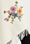 Women's Knitwear Brass Knit Embroidered Wool Shawl Bone - 3