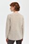 Women's Crew Neck Seamless Front Selanik Baklava Knit Wool Sweater V.Beige - 3