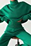 Crop Hand-Interwoven Turtleneck Sweater and High-Waisted Knit Pants Bottom Top Green Knitwear Set 015 - 5