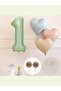 Water Green Number Foil Balloon Retro Blue Pink Satin Heart Foil Balloon Birthday Balloon Set