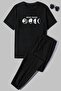 Unisex Moon Phases Printed 2-Piece Tracksuit Set