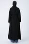 Black Belted Jacket Collared Buttoned Abaya - 4