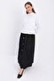 Black Button Detailed Pleated Skirt