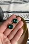 Small Oval Green Stone Gold Color Evening Dress Women's Earrings