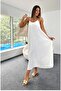Ayrobin Fabric Long White Dress with Adjustable Straps - 2