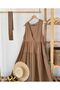 Coffee Color Women's Linen Gilet Dress with Cotton Lining - 2