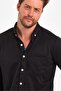 Men's Black Regular Fit Shirt Collar Pocket Textured Shirt - 3