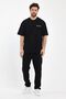 Men's Simplicity Printed Oversize 100% Cotton Loose Wide Cut Crew Neck Casual Black T-Shirt - 5