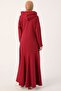 Dark Claret Red Ruffle Collar Hooded Dress - 4