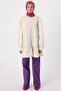 Ecru Ribbed Collarless Cotton Tunic - 2