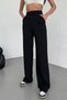 Women's Black High Waist Lycra Flexible Velcro Closure Pleated Comfortable Fit Palazzo Pants