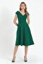 Women's Short Sleeve Crepe Fabric Dress - 4