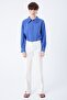 Off-White Cotton Lycra Wide Leg Trousers with Slits on the Legs - 2