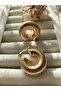 Thick Vintage Snail Hoop Serrated Gold Earrings - 4