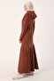 Light Brown Scoop Neck Hooded Dress - 3