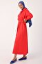 Pomegranate Blossom Belted Shirt Collar Dress - 3