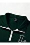 Unisex Green Los Angeles Printed Oversize Piece Polo Collar Zippered Sweatshirt (One Piece) - 3