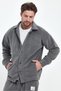 Men's Oversize Anti-Pilling Cold-Proof Loose Cut Shirt Collar Ice Gray Fleece Cardigan Rf0312 - 4