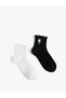 Set of 2 Socks with Floral Embroidery - 2