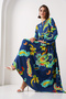 2423 Model Authentic Patterned Yellow Dress