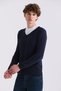 Navy Blue Slim Fit V-Neck Knitwear Sweater