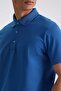 Cobalt Blue Slim Fit 100% Cotton Mercerized Polo Neck T-Shirt - 3