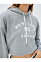 Crop Hooded Sweatshirt College Themed Printed Three Thread Comfortable Fit - 5